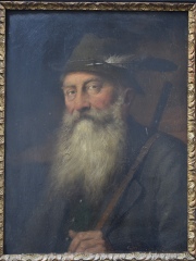 WAGNER HÖHENBERG: Cazador con barba, óleo de escuela alemana, firmado.  Mide: 33 x 25 cm.
