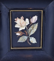 Mosaico italiano 'Flores', enmarcado. Mide: 10 x 8 cm. Marco: 23 x 21 cm.