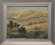 Juan Sol 'PAISAJE CON SIERRAS', óleo. 40 x 50 cm.