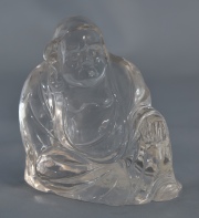 BUDA SENTADO, figura china traslúcida tallada. Alto: 9,3 cm.