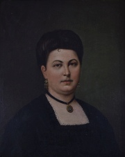 Figura de dama, óleo sobre tela S. XIX. Rioplatense del siglo XIX. Buen marco de madera. Mide: 51 x 42 cm.