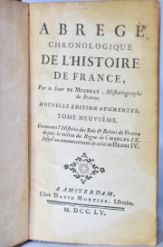 MEZERAY: Abrege chronologique de l'histoire de France. Amsterdam, 1755. Tomos: 6,7,8 y 9. 4 vol.