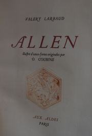 LARBAUD, Valery: ALLEN, Aux Aldes, Paris, 1927. 1 vol. Deterioros en lomo.
