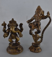 Dos figuras hindúes en bronce. Ganesh.