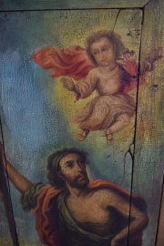 San Cristobal, antigua pintura sobre tabla. Mide: 112 x 43 cm.
