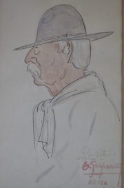 Gasparini, O. Don Victorino Nogeira. Tinta y acuarela de 31 x 20 cm. Colección Normando Carlos Seeber.