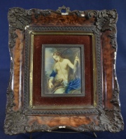 Diana cazadora, miniatura firmada Wells. Desperfectos en marco Mide: 8 x 6 cm.