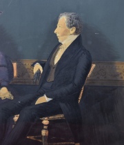 Pellegrini, Carlos E. 'Pedro Salvadores y María Reyes', acuarela. Ex Colección Sara Alcobendas. Mide: 45 x 55 cm.