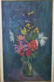 Gorrochategui, Flores, óleo de 48 x 28 cm.