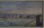 Glan Battista Riva 1898, Lago de Suiza, acuarela. Mide: 9 x 29 cm.