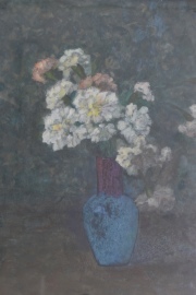 Dos pinturas, Vasos con Flores, por Henri Dumont. 45 x 36,5 cm.